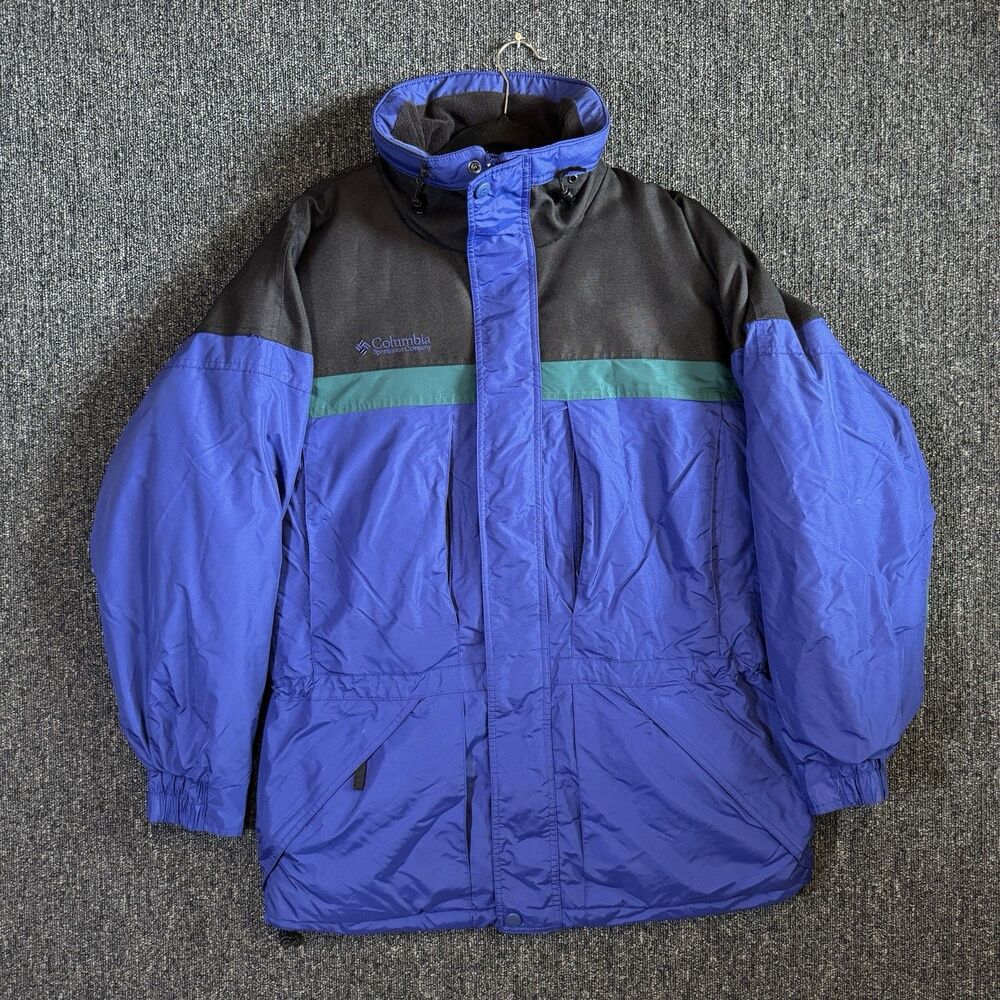 Vintage Columbia Men’s Colorblock Ski Jacket Purple Black Teal Winter Coat Sz XL